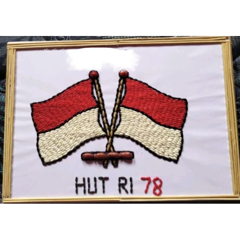 kolase biji bijian bendera pinggir bingkai lidi