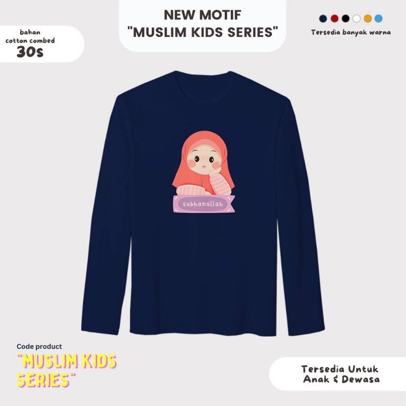 kaos lengan panjang anak perempuan berhijab couple anak dan ibu