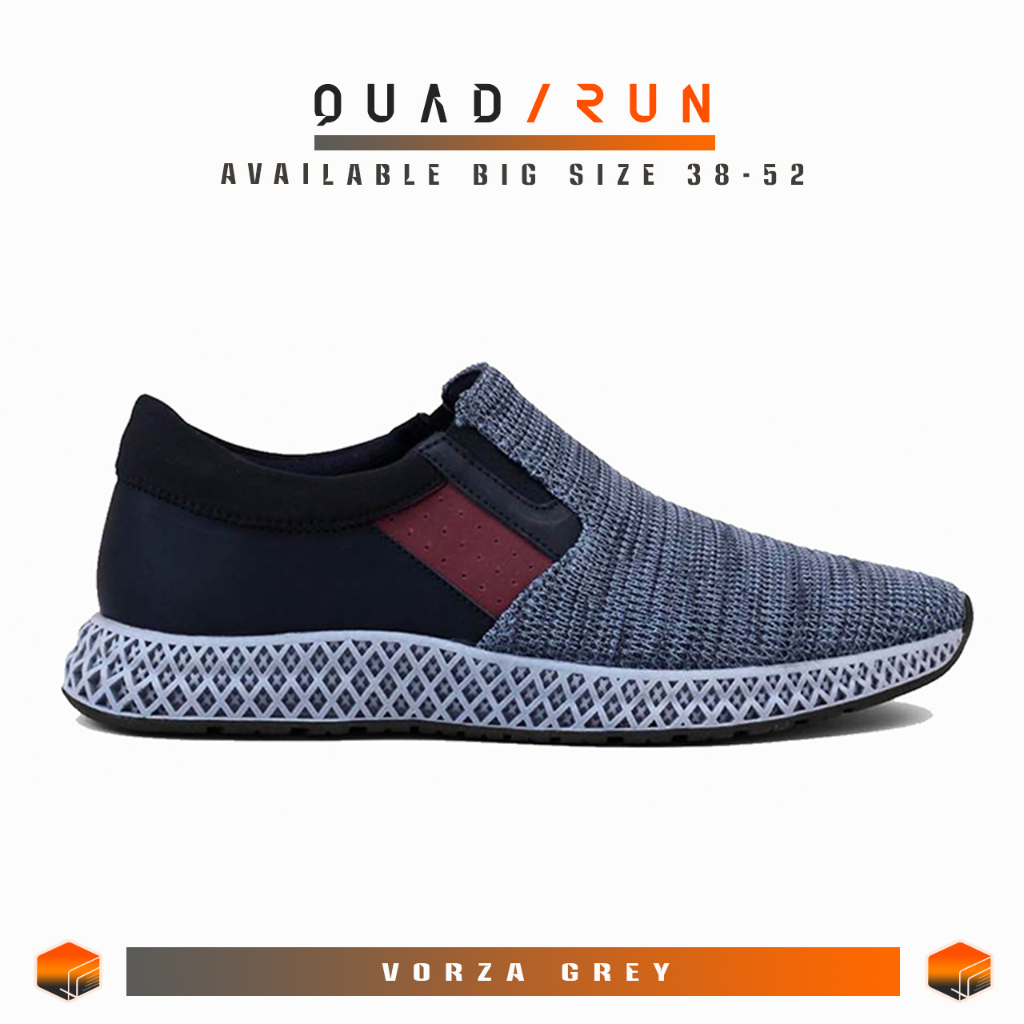 QUADRUN - Sepatu Slip On Pria Jumbo Sneakers Slip-On Big Size Casual Sport Bahan Knit Vorza Series