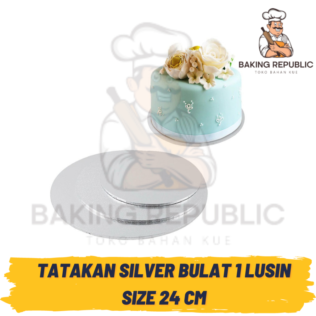 TATAKAN SILVER | 12 PCS | 1 LSN | UK 24 CM | TATAKAN SILVER BENTUK KOTAK | ALAS KUE TART | ALAS KUE 