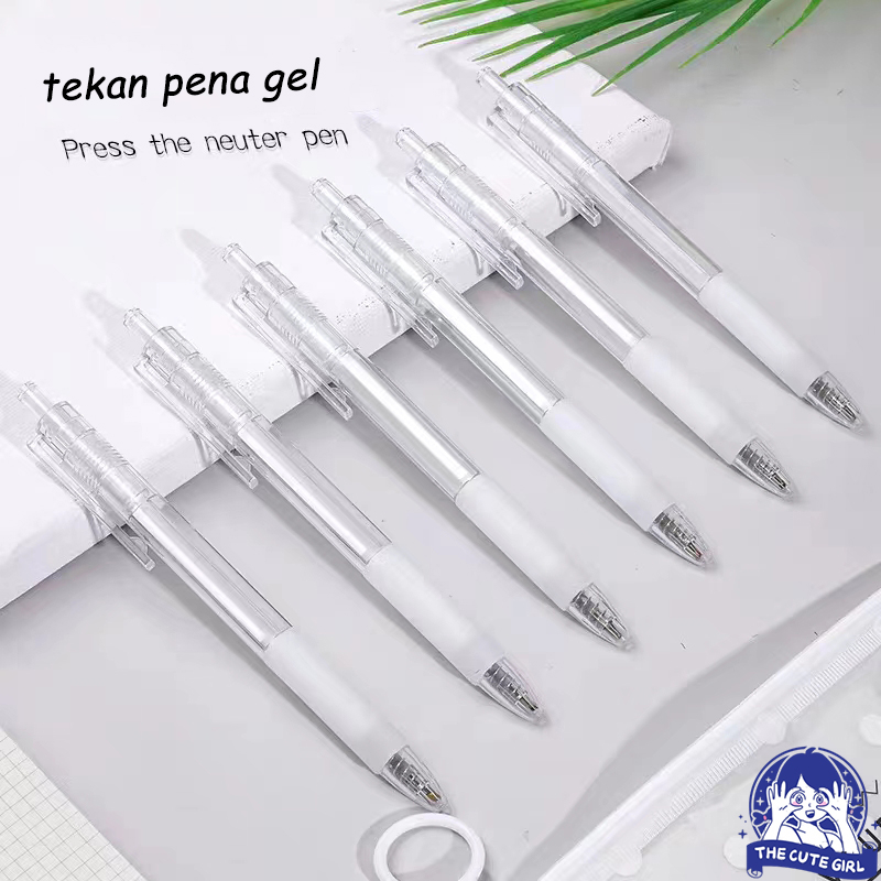

Pena Gel Mekanik 0.5mm White Minimalist Aesthetic Pen ins style - Stazionario