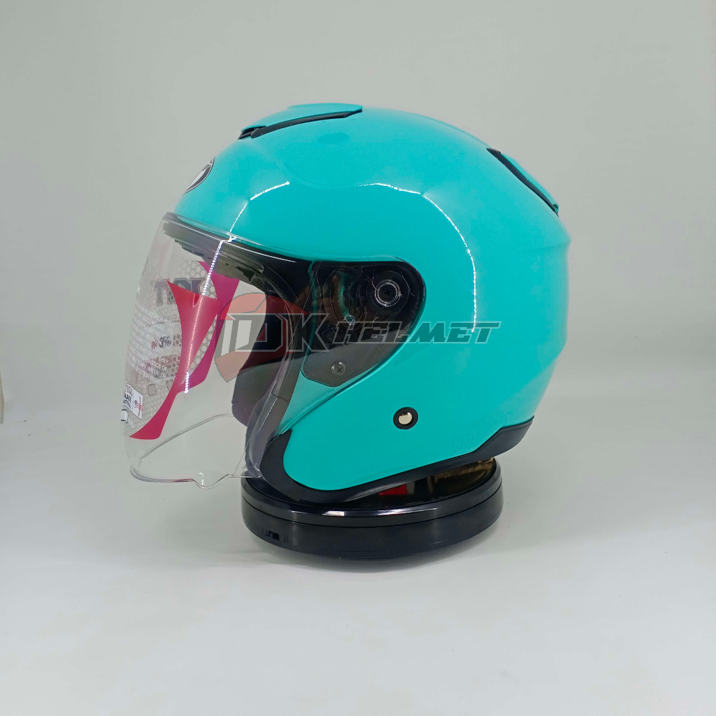 Helm Half Face KYT Kyoto R Solid Aqua Blue Glossy Biru Muda Polos Original