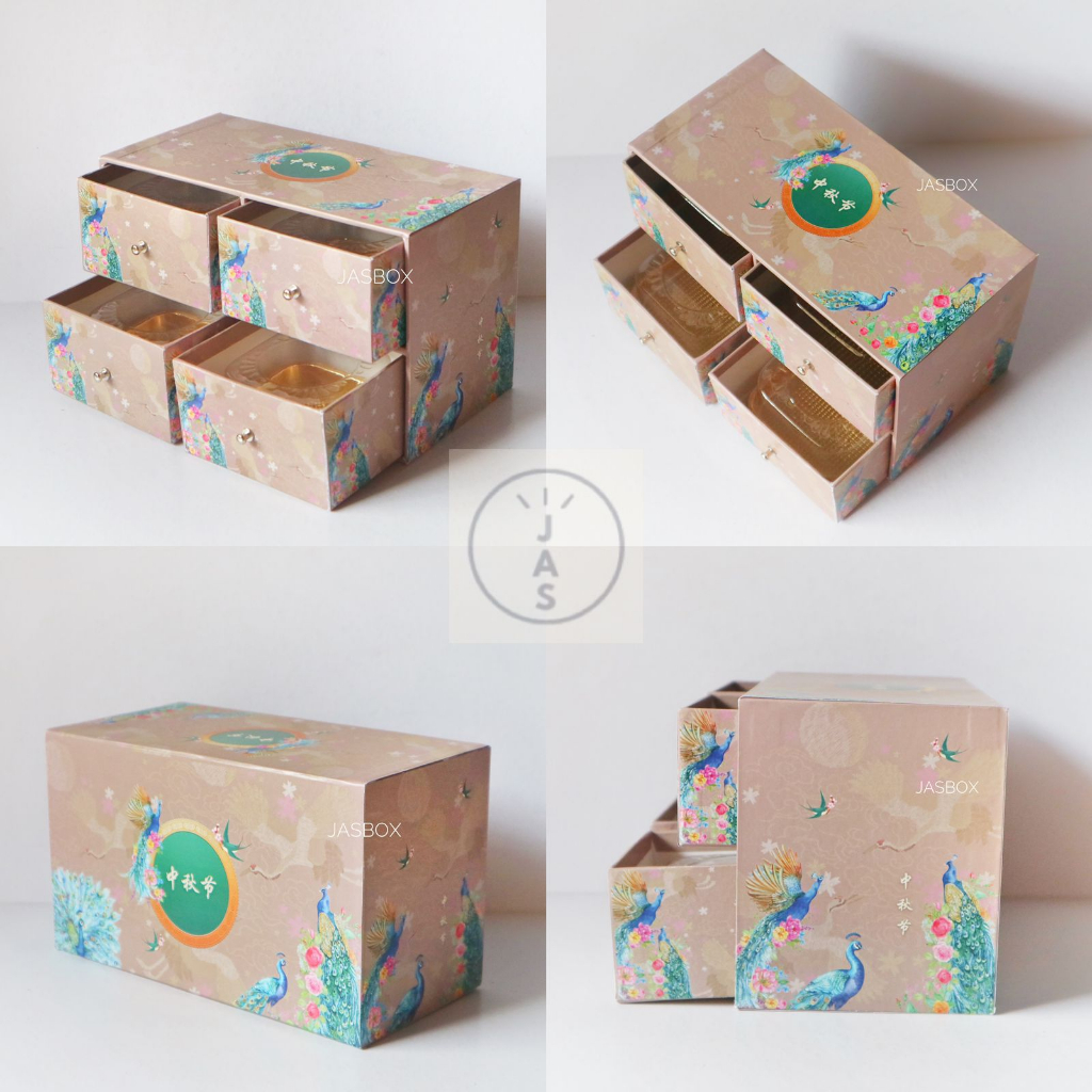 

JASBOX Box mooncake laci 2 susun 4 mooncake 23x11,5x13,5 cm / premium custom hard box / corporate hampers mooncake B