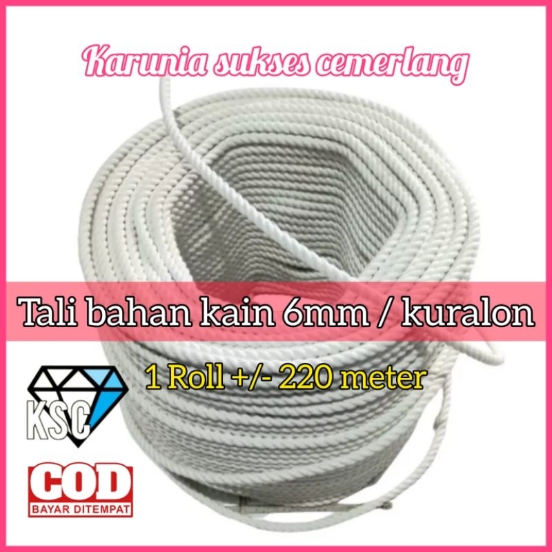 OK TALI BAHAN KAIN 6MM / TALI KURALON 6MM / TALI KATUN / TALI IKAT MOBIL / TALI TAMBANG 6MM /