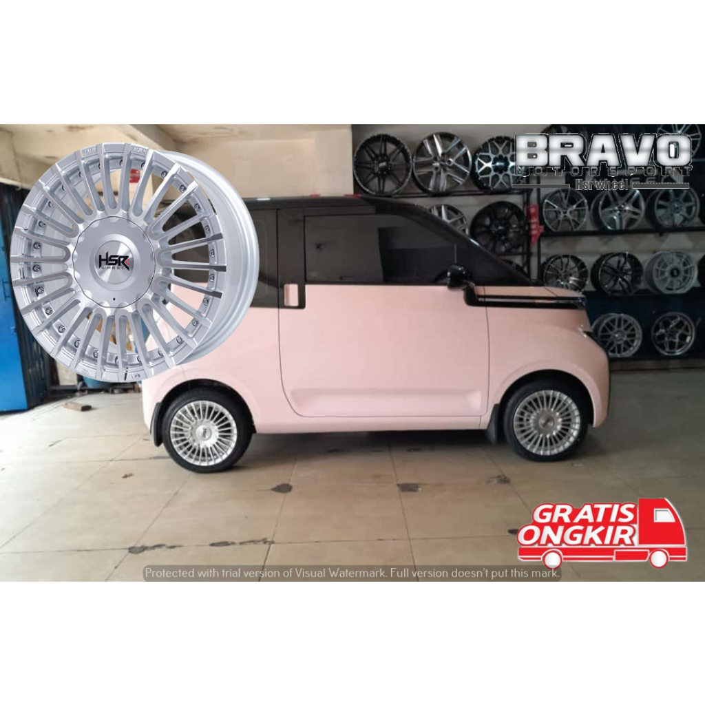 PAKET VELG DAN BAN MOBIL WULING AIREV RING 14 HSR AMARASI SILVER PELEK OEM LOOK