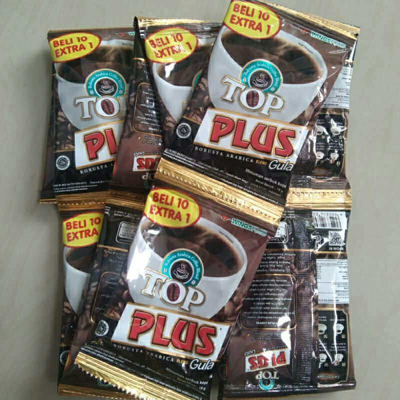 

Top Kopi Plus Gula 18gr renteng isi 11