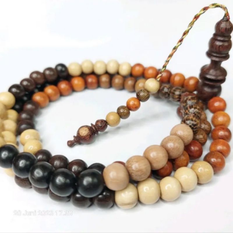 Tasbih kombinasi 9 kayu bertuah tasbih kayu stigi galih asem kelor hitam johar dewandaru secang kali