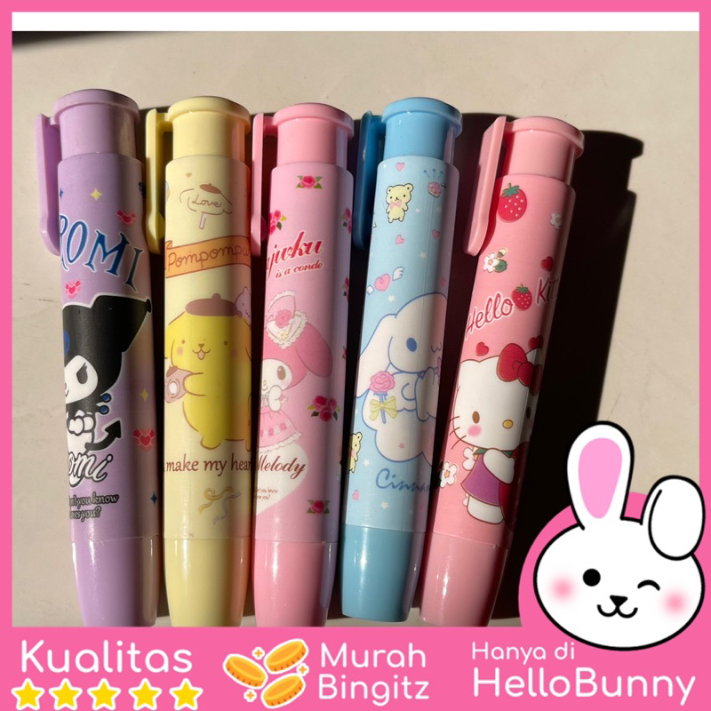 

Penghapus Pensil Mekanik / Press Eraser / Penghapus Cetek Sanrio and friends