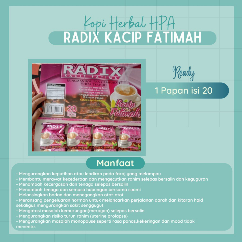 Radix Kacip Fatimah HPA Khusus Wanita || Kadai Dayoem Oleh-oleh Haji dan Umrah, Herbal dan Organik