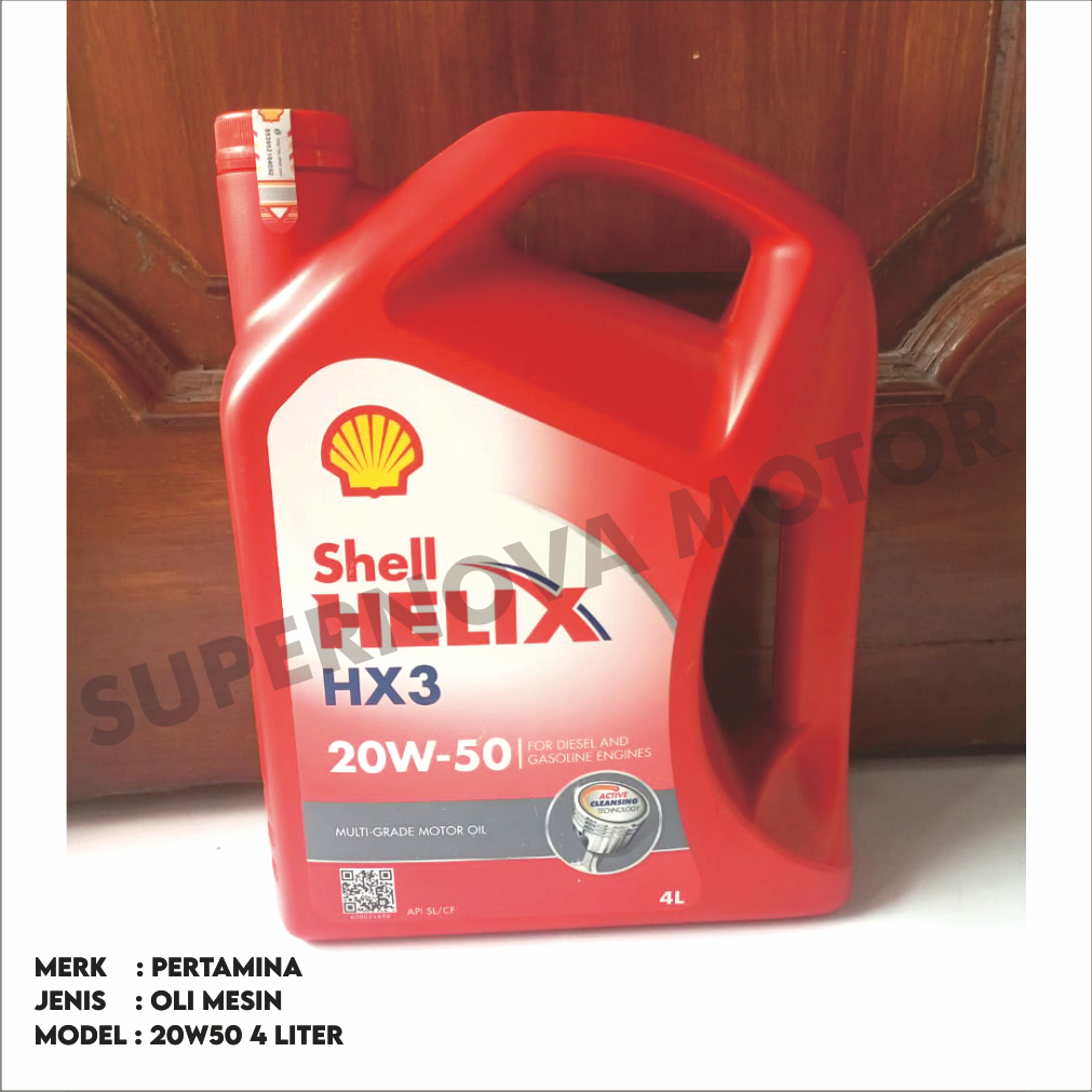 OLI MESIN SHELL HELIX HX3 20W-50 FOR DIESEL AND GASOLINE ENGINES KEMASAN JERIGEN 4 LITER