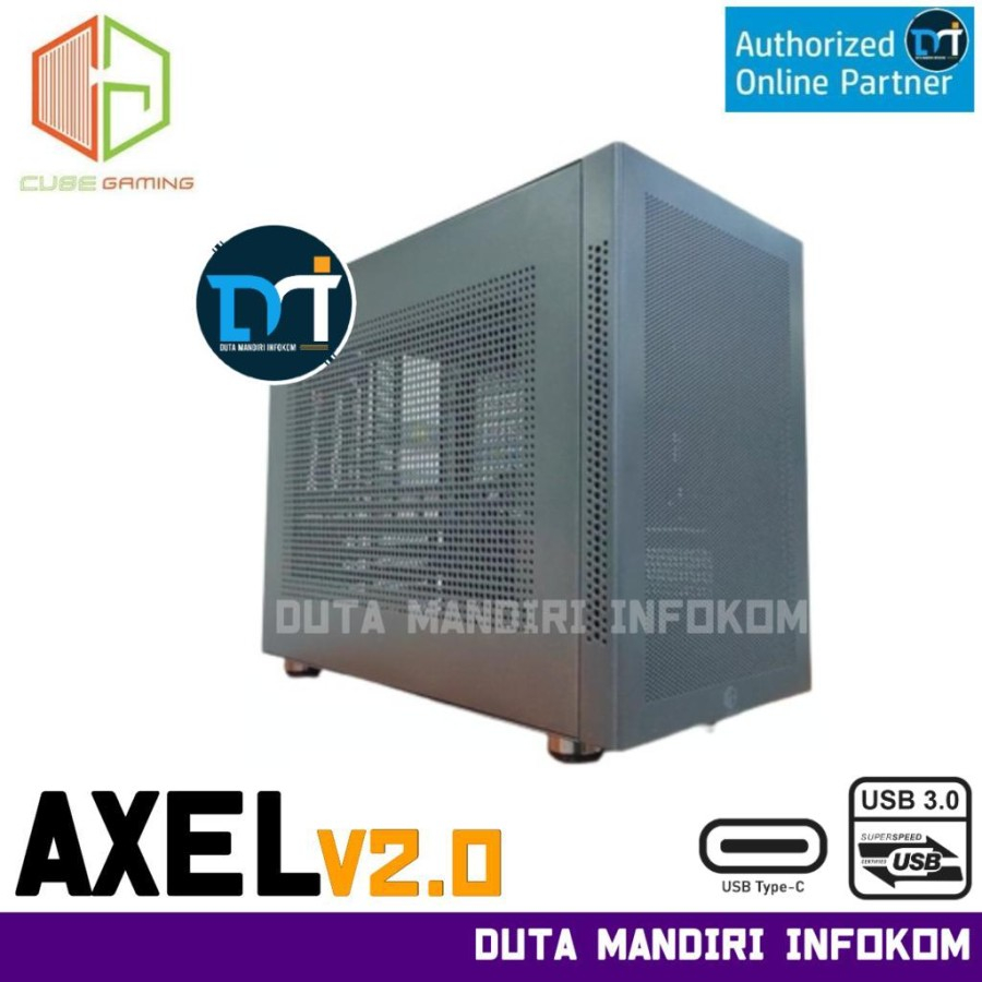 Cube Gaming AXEL - Side Mesh Version Mini-ITX Gaming Case - AXEL V2.0 BLACK