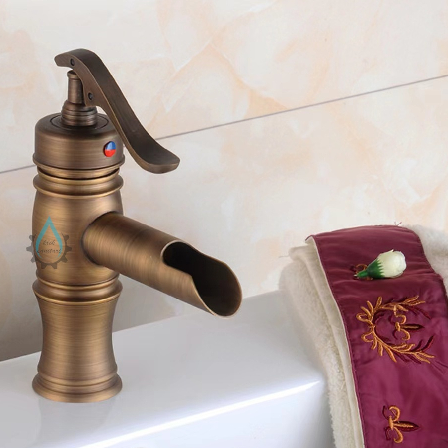 kran wastafel / kran antik kran panas dingin gold model teko bahan kuningan