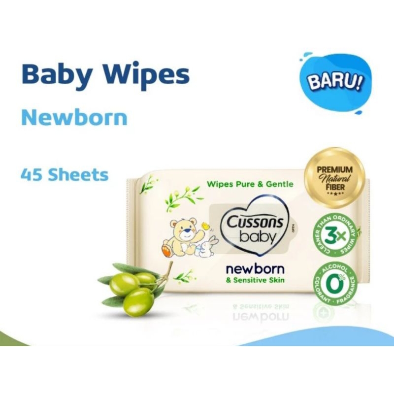 cussons baby wipes 45sheets newborn tissue basah bayi cusson