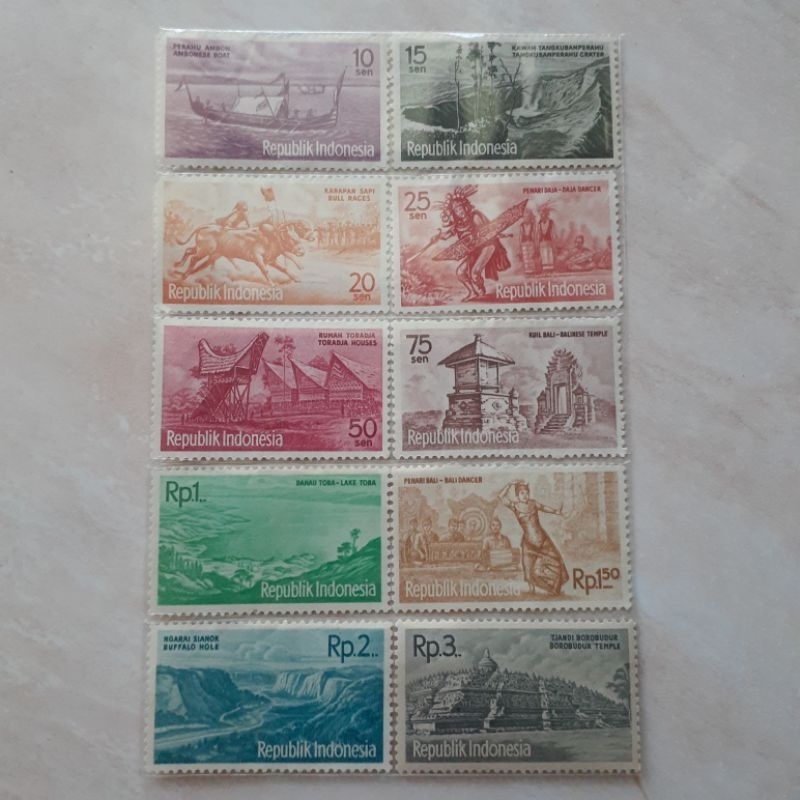 

(A) Perangko Indonesia Pariwisata Tahun 1961 set lengkap - 10pcs
