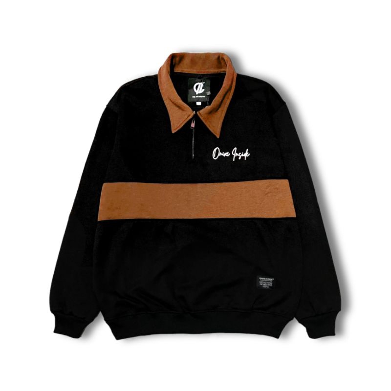 Onixe Inside Jaket Rugby Pria & Wanita (UNISEX) Kombinasi  Original High Quality Distro(Bisa COD)-RUGBY | HITAM-MUSTAR