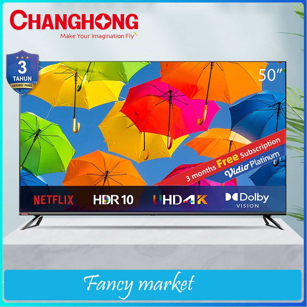 GOOGLE TV CHANGHONG/UHD CHANGHONG SMART TV U50H7 PRO Framless Android 4K UHD Smart TV 50 inch