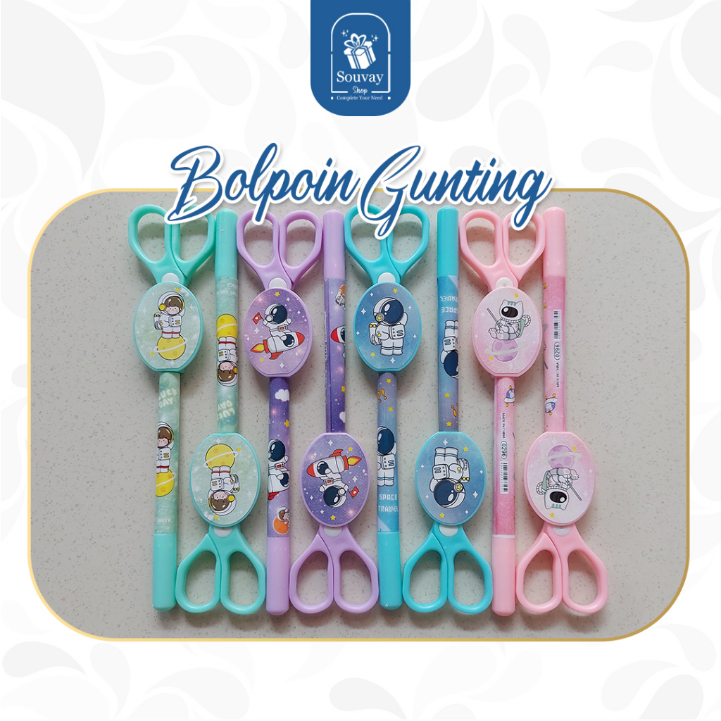 

1PCS - BOLPOIN GUNTING PULPEN PENA Bolpoin Gel Serbaguna Unik dan Lucu Viral untuk souvenir atau alat tulis