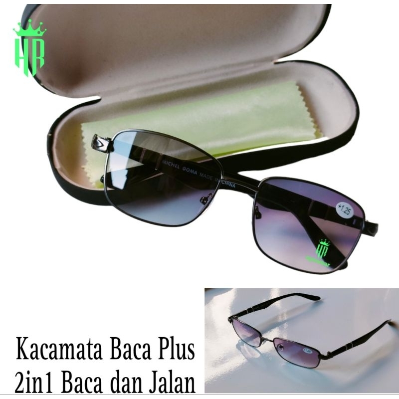 COD Kacamata Baca Plus 2in 1 Baca dan Jalan Doubel Fokus +1.00 sampe +3.00 Unisex Kacamata Baca pria