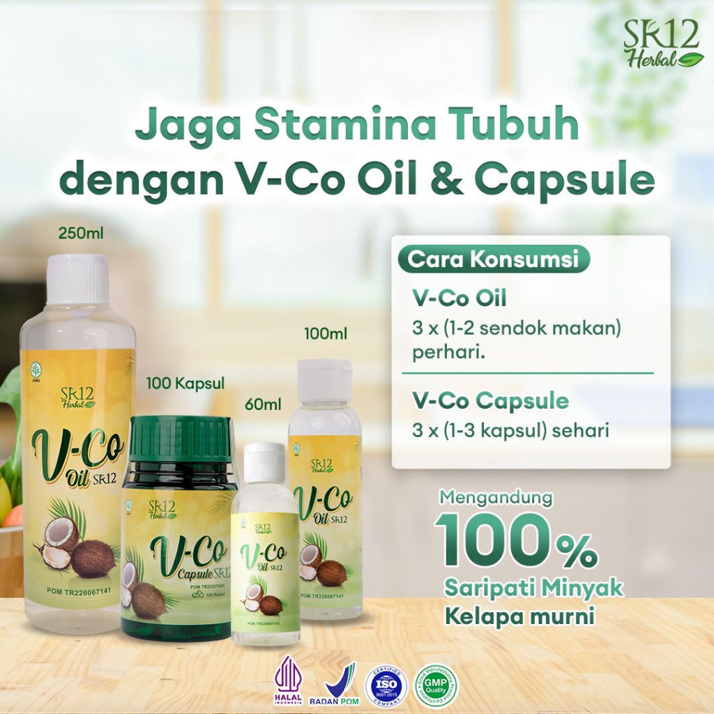 VCO OIL SR12 ORIGINAL MINYAK KELAPA MURNI / MINYAK V-CO ASLI / MINYAK VCO UNTUK RUAM KULIT, GATAL, K