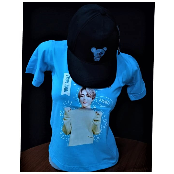 ANNYEONG HASEYO GIFT SHOP | Kaos BTS Anak | Kaos BTS Karakter BT21 - JIMIN - Chimmy | Biru Blue - Si