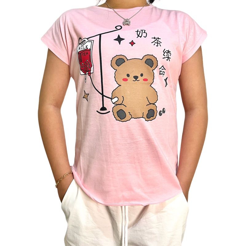 UNIKU / Baju Anak Perempuan / Kaos Anak Perempuan / Bear Milk Tea
