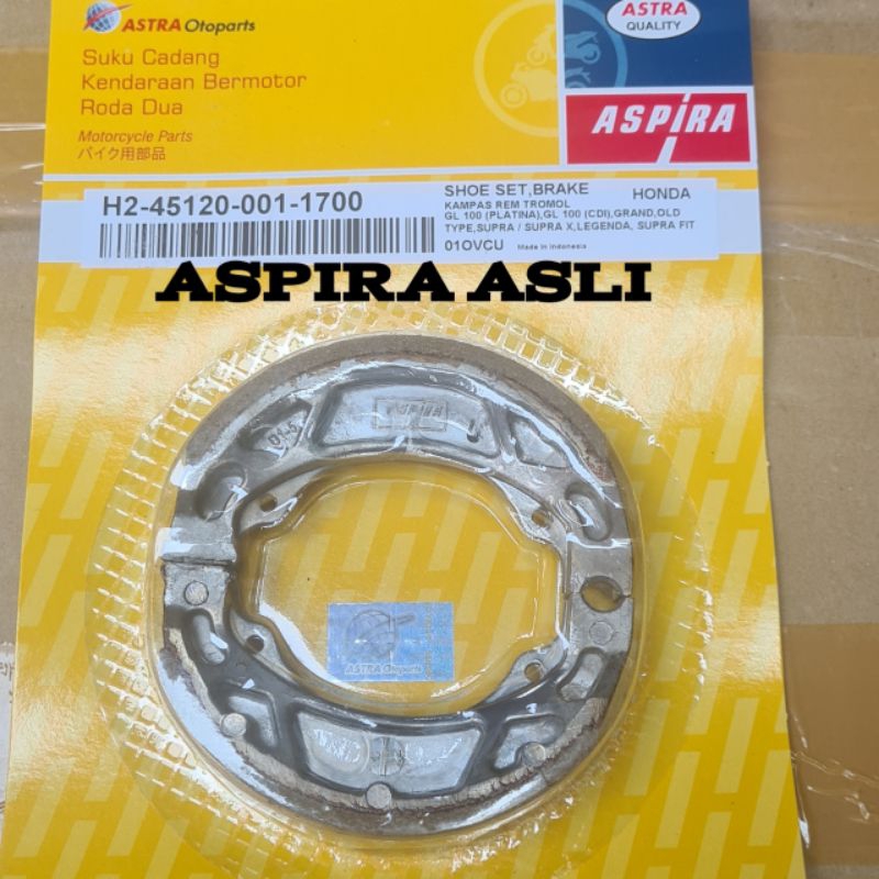 (TANPA PER) KAMPAS REM DEPAN BELAKANG ASPIRA SUPRA ORIGINAL AHM GRAN WIN LEGENDA KAIN REM PIRODO SUP