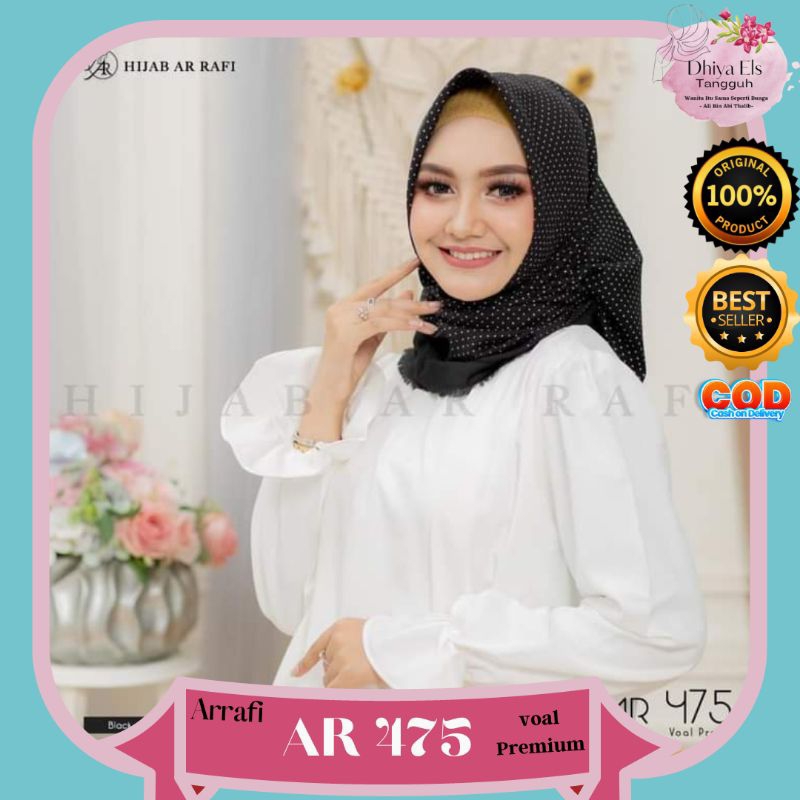 Hijab segi empat Terbaru Brand Arrafi Kode 475 / Kerudung Terlaris / jilbab Polkadot Ternyaman, Bisa
