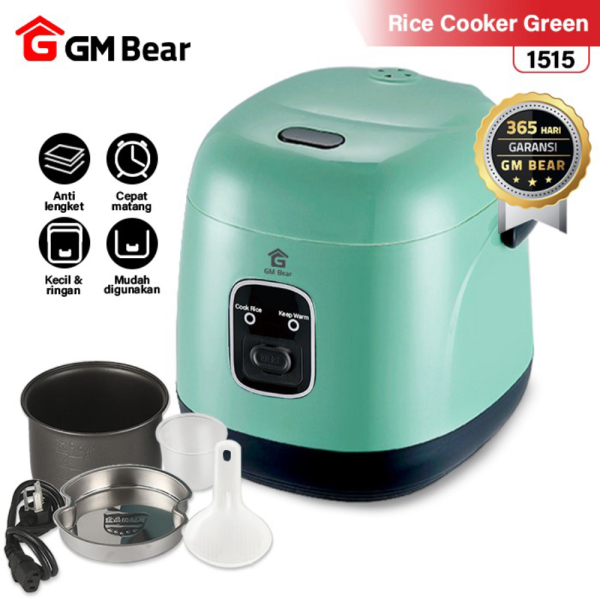 Jual GM Bear Rice Cooker Mini 08L - Penanak Nasi - Hijau Diskon