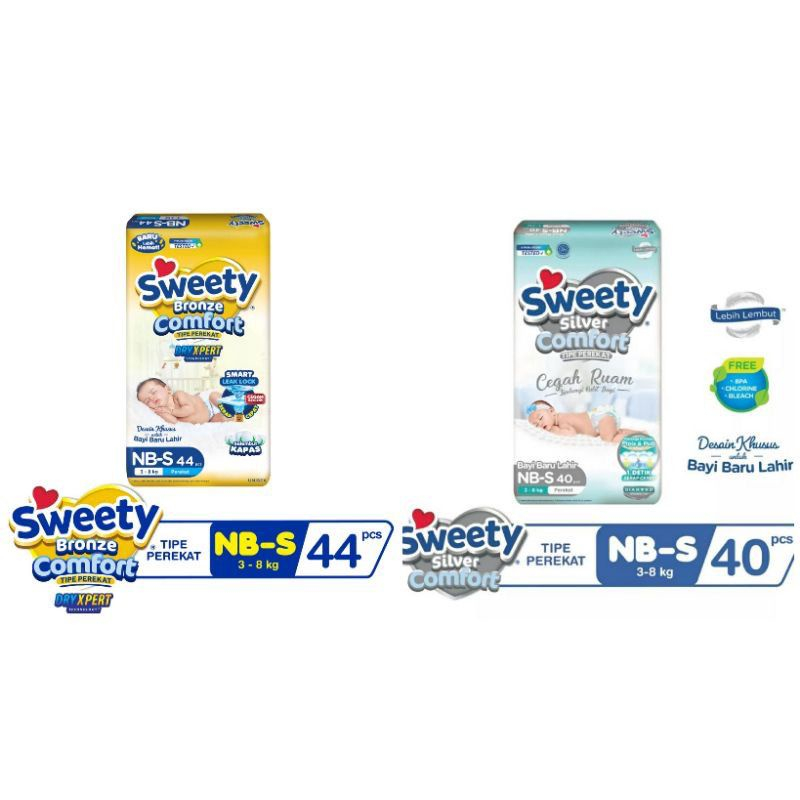 SWEETY BRONZE NBS44 & SWEETY SILVER NBS40 (Popok Bayi Baru Lahir)