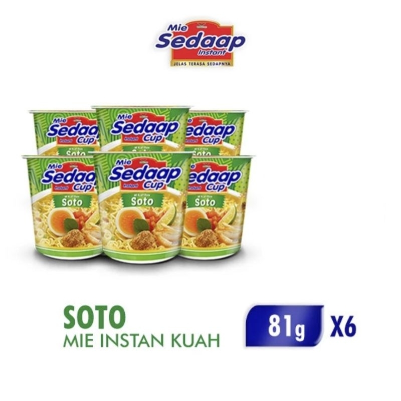 

Mie Sedaap Cup Instant Noodle Mi Rasa Soto 81g Paket 6 Pc