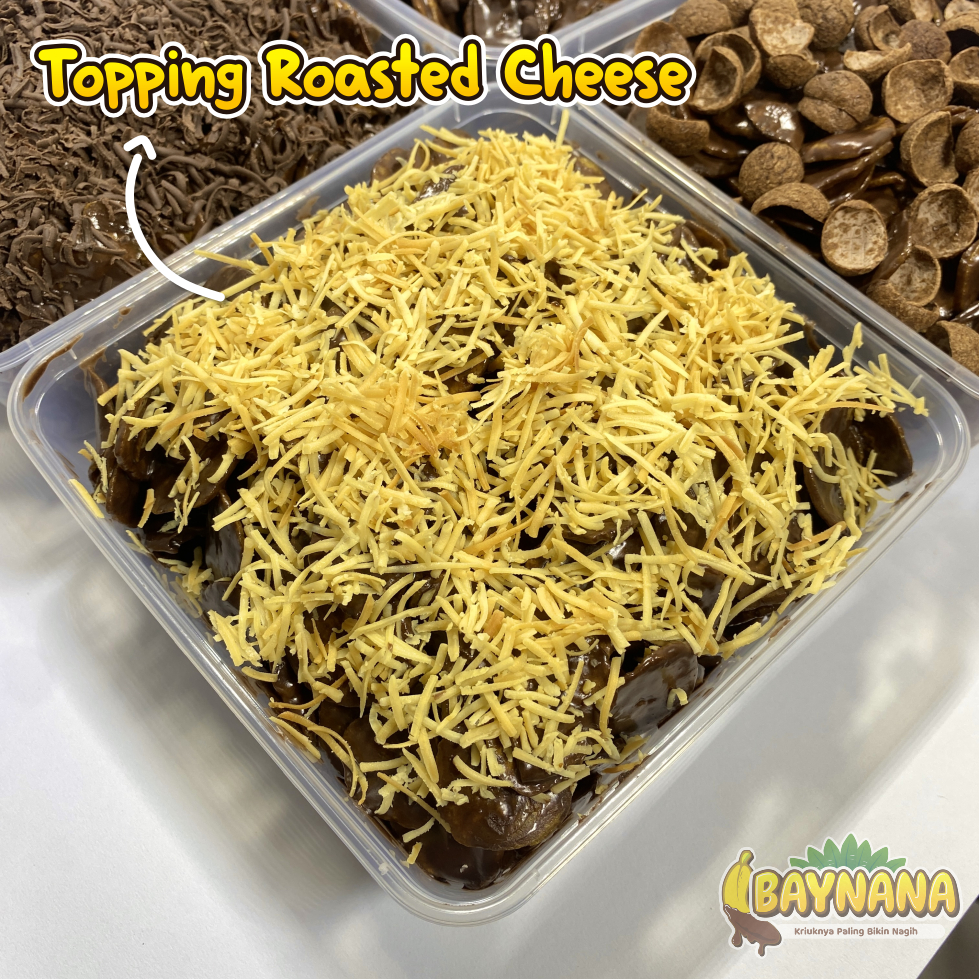 

BAYNANA Keripik Pisang Lumer Crispy Coklat Lumer Topping Almond Chocochips Keju Melted Full Coklat
