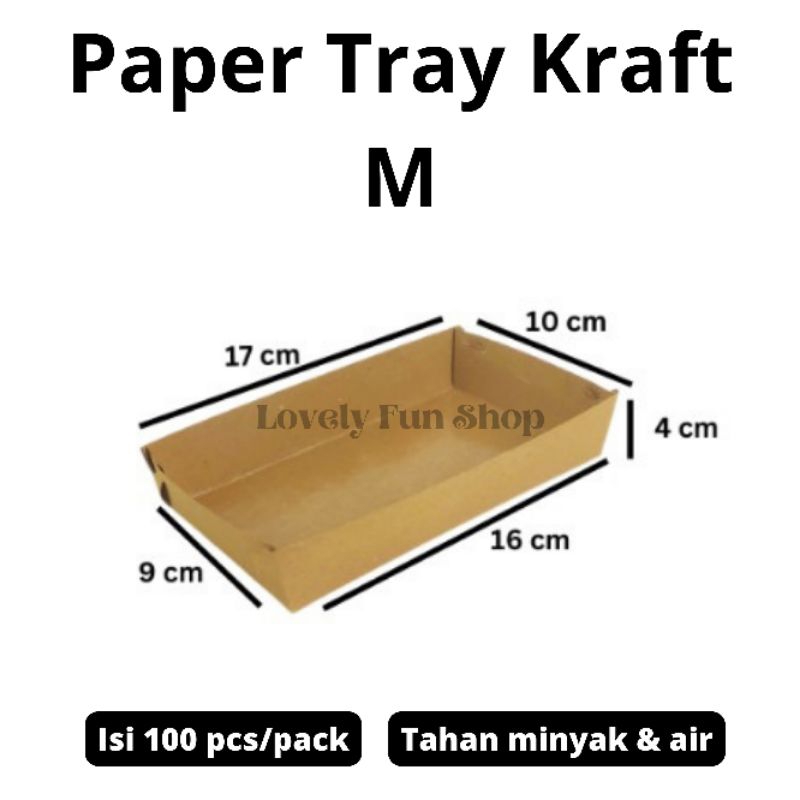 

[1 pack] Paper Tray Kraft Size M isi 100 pcs / Kotak Makan Kertas Sekali Pakai