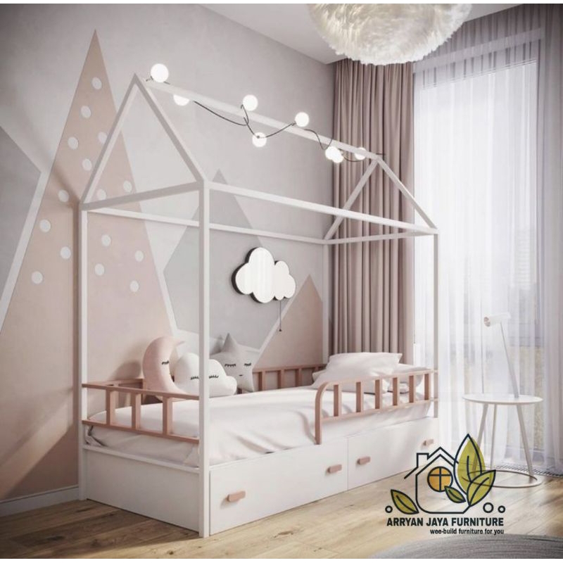 tempat tidur anak motif rumah / divan anak / kasur anak