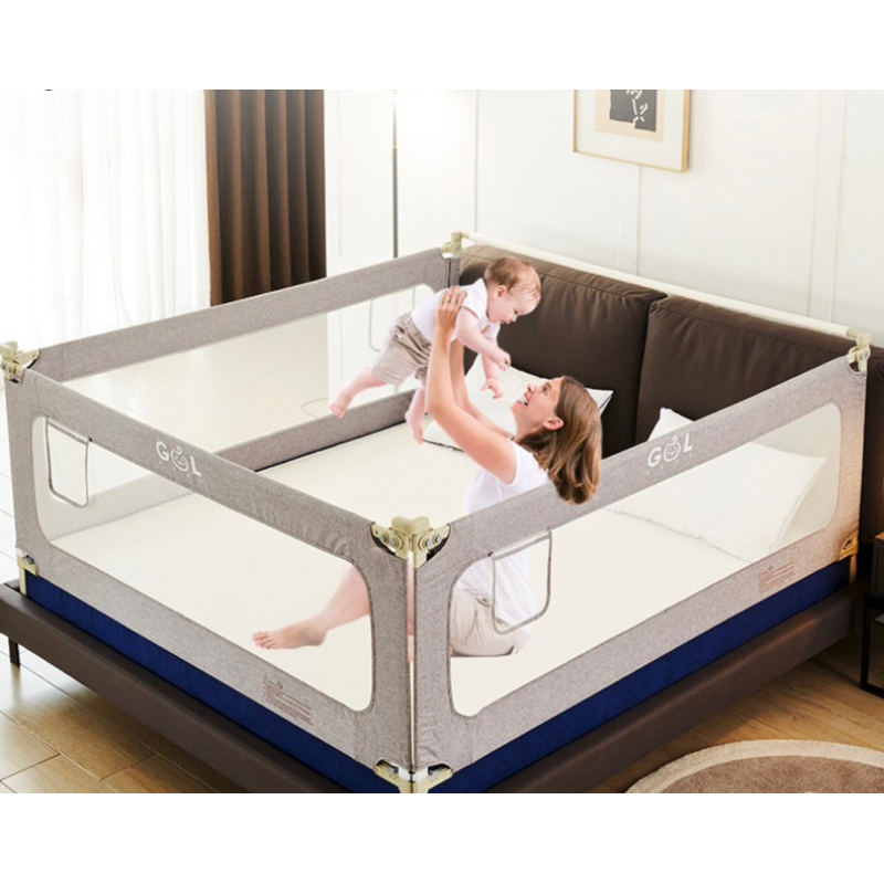 GOL Baby Bedrail - Pagar Pengaman Kasur (Cream Polos merk GOL Baby)- preloved