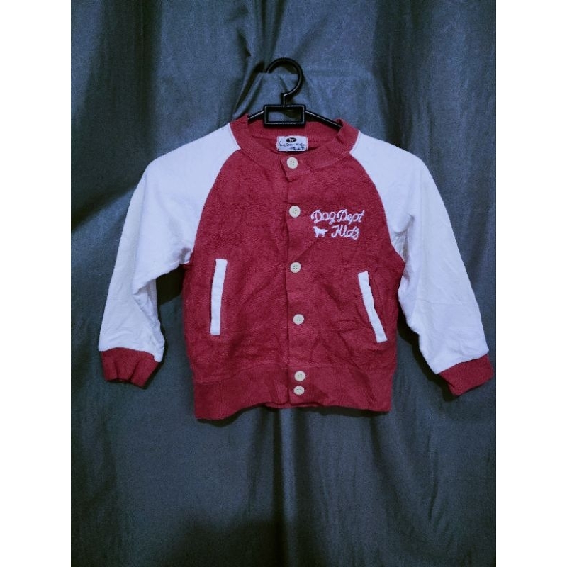 Cardigan anak laki-laki dog dept kids Rajut tebal Merah Putih Baseball