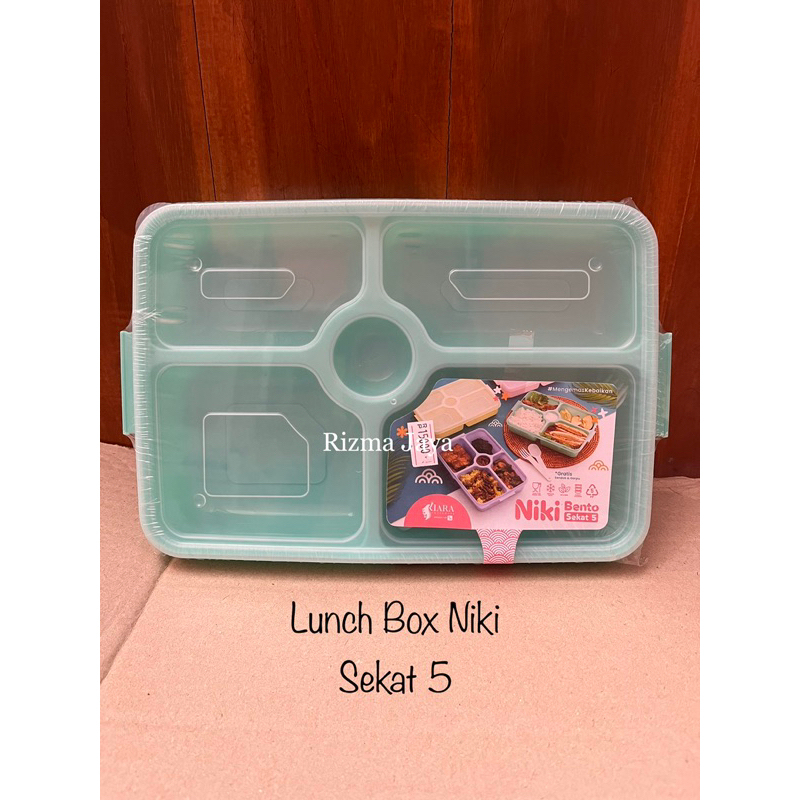 Tepak Makan Kotak Bekal Anak Lunch Box Segi Sekat 5 Tutup Bening NIKi