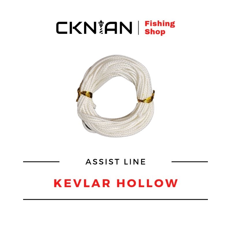 ( CKnian ) PE Assist Line 150Lb 200Lb 300Lb Kevlar Hollow - White.