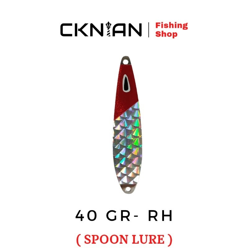 ( CKnian ) Umpan Spoon 40gr croom Light Lure - Red Head.