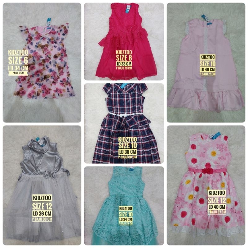 baju dress anak perempuan gaun pesta anak kidztooo umur 6 8 9 10 12 tahun