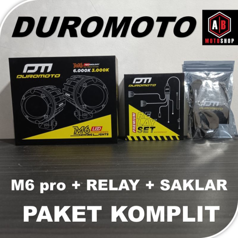 Paket komplit duromoto m6 pro + relay set + saklar duromoto
