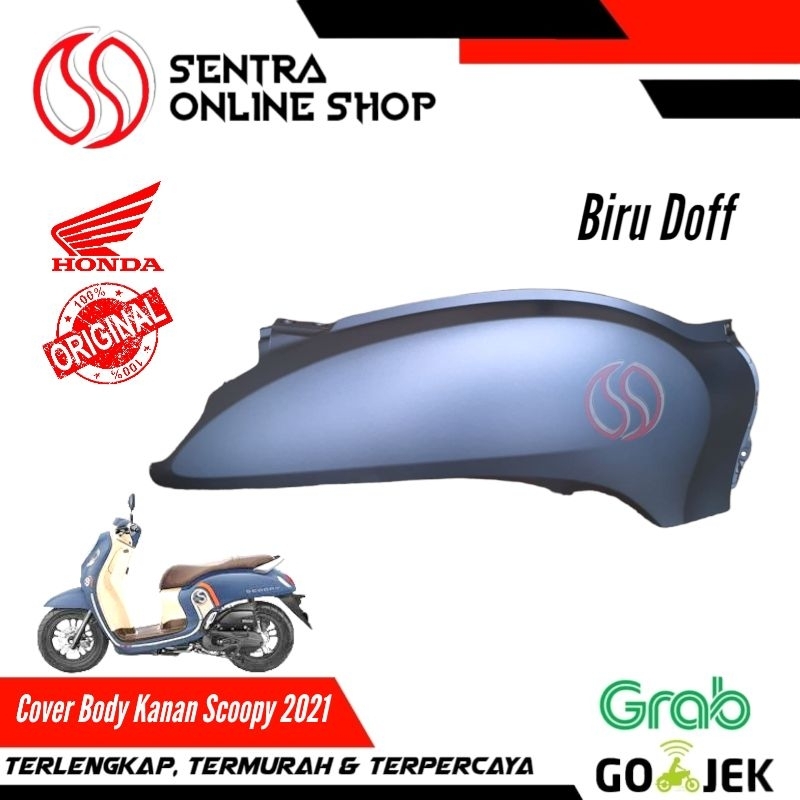 Cover body bodi kanan scoopy new prestige 2021 biru doff dop original