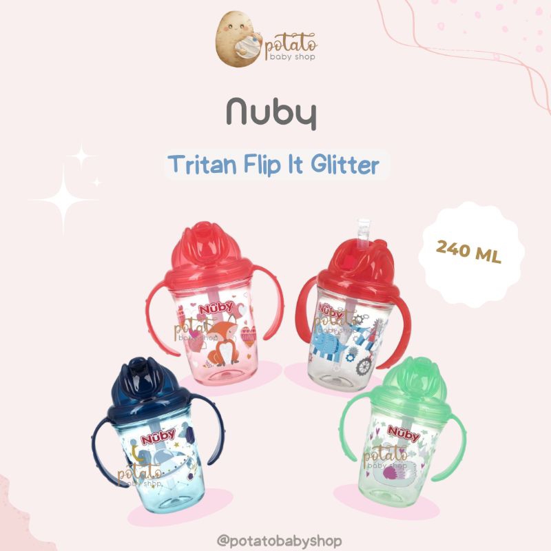 Nuby - Tritan Flip It Glitter 240ml / Botol sedotan