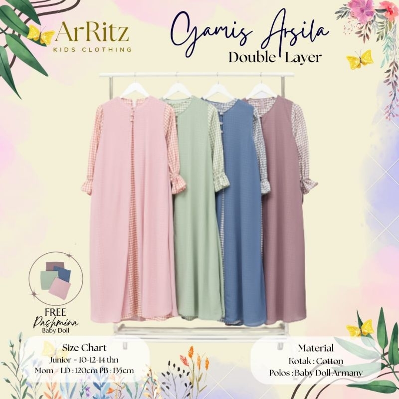 Gamis Arsila Double Layer couple kids and mom BY ArRitz kids clothing