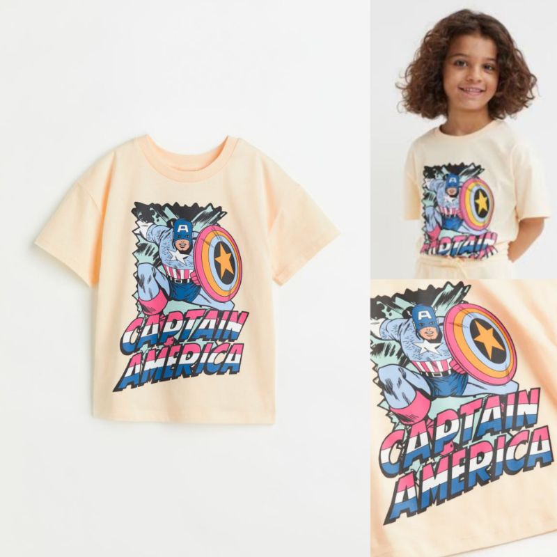 H&M SALE  printed t-shirt - Light yellow / Captain America original store