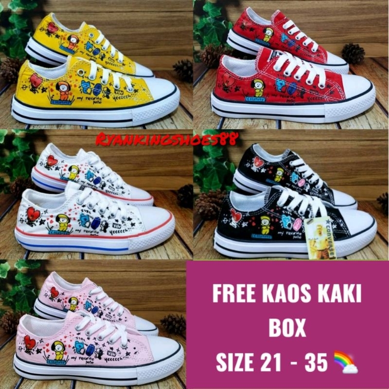 (BISA COD) Sepatu Converse Anak BTS21 Size (18-35) / Sepatu Sneakers Anak / Sepatu Anak Laki Laki / Sepatu Anak Perempuan / Sepatu Baby bts21