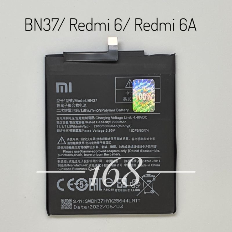 Baterai Xiaomi Redmi 6 Redmi 6A BN37 Batre Battery Xiaomi BN 37 Original