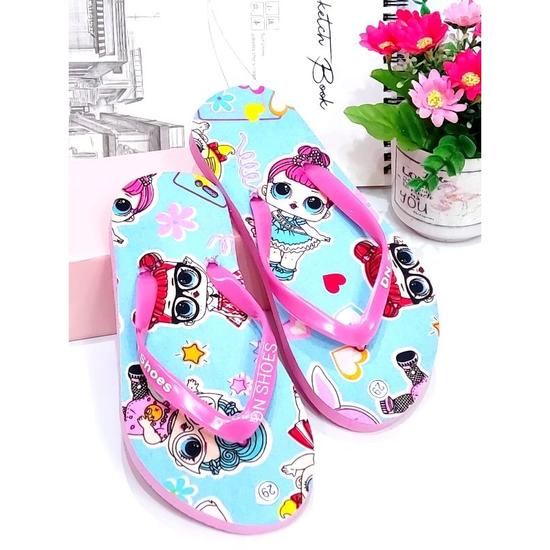 Sandal Flat Anak Perempuan Sandal Jepit Anak Lucu Karakter Lol Biru Wow Murah