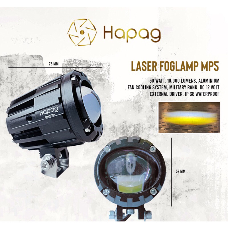 HAPAG M5 PLUS FOGLAMP/LAMPU TEMBAK 100watt anti kabut