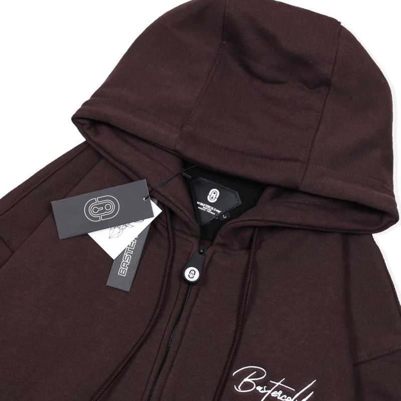 Jaket Hoodie Zipper Baster Cold Sweater Hoodie Baster Cold Sweater Hoodie Zipper Latin Sweater Hoodie Pria - Coklat