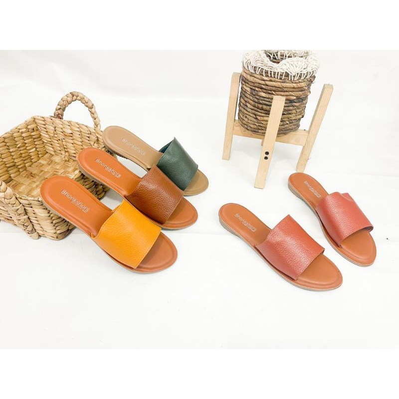 Sandal wanita Kulit asli teplek sandal garut